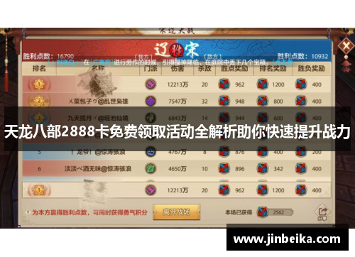 天龙八部2888卡免费领取活动全解析助你快速提升战力 天龙八部2888卡免费领取活动全解析助你快速提升战力